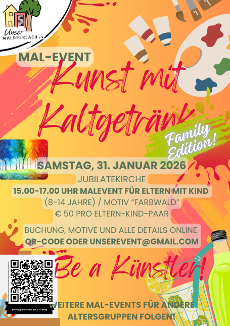 Kunst mit Kaltgetränk - Family Edition "Farbenwald"